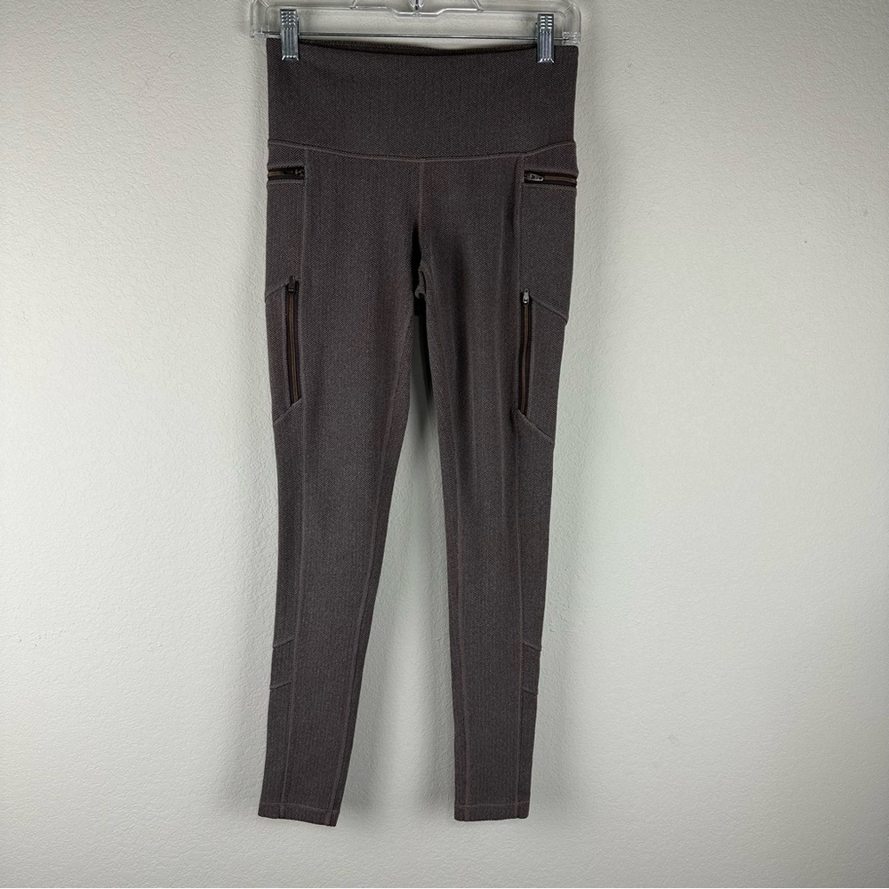 Athleta Gray Brown Herringbone Sly Drifter Athleisure Tights Size Small